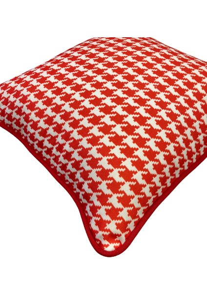 Tuğçe Demir Home Desıgn Kırmızı Kazayağı Desen Dekoratif Kırlent İç Dolgulu 43X43 fiyatları