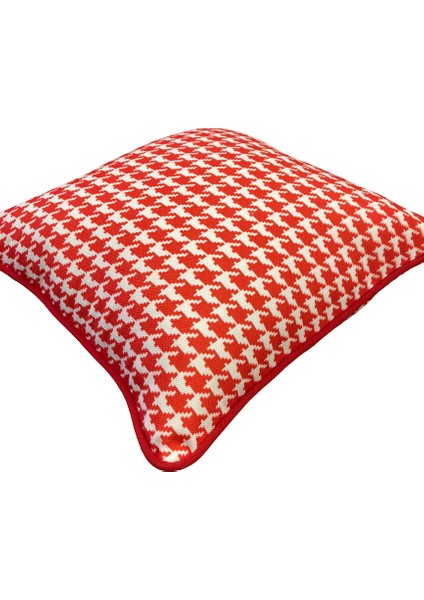 Tuğçe Demir Home Desıgn Kırmızı Kazayağı Desen Dekoratif Kırlent İç Dolgulu 43X43 modelleri