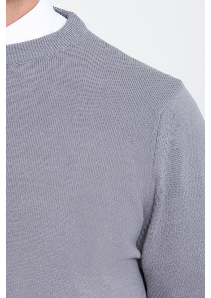 Erkek Gri Bisiklet Yaka Triko Kazak fırsatları