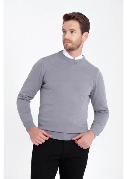Erkek Gri Bisiklet Yaka Triko Kazak indirimleri