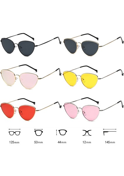 Kadın Kedi Gözler Şekil Renkli Lens UV400 Koruyucu Güneş Gözlüğü Gümüş Çerçeve Jöle Sarı (Yurt Dışından) fırsatları