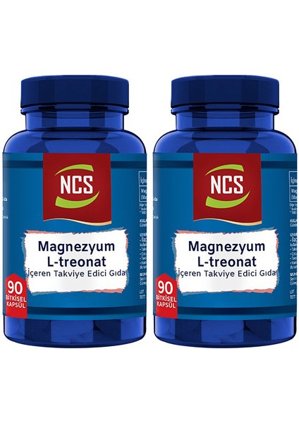 Magnezyum Magnesium L-Threonate Vejeteryan 2 x 90 Bitkisel Kapsül