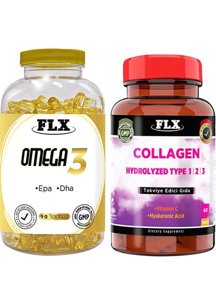 Omega 3 90 Softgel & Flx Kollajen Tip-1-2-3 60 Tablet