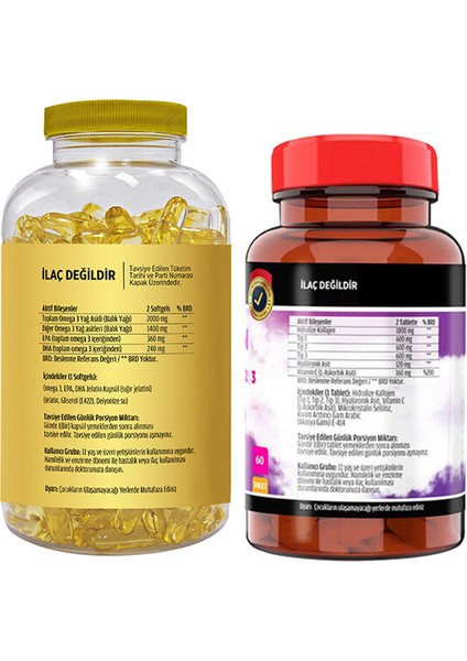 Omega 3 90 Softgel & Flx Kollajen Tip-1-2-3 60 Tablet