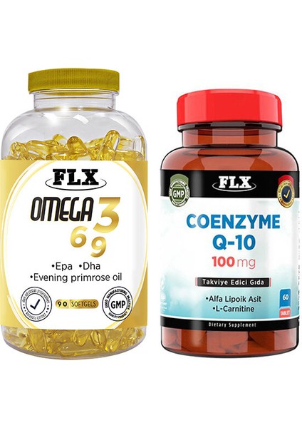 Omega 3-6-9 Balık Yağı 90 Softgel & Flx Coenzyme Q10 60 Tablet