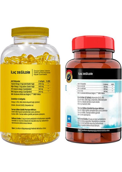 Omega 3-6-9 Balık Yağı 90 Softgel & Flx Coenzyme Q10 60 Tablet