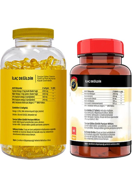 Omega 3-6-9 Balık Yağı 90 Softgel & Flx Kollajen 60 Tablet fiyatları