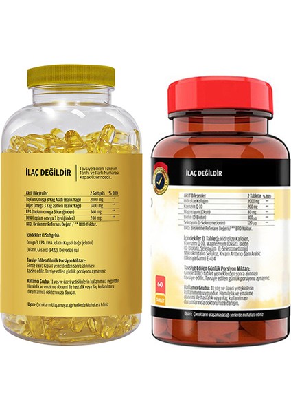 Omega 3 180 Softgel & Flx Kollajen Magnezyum 60 Tablet fiyatları