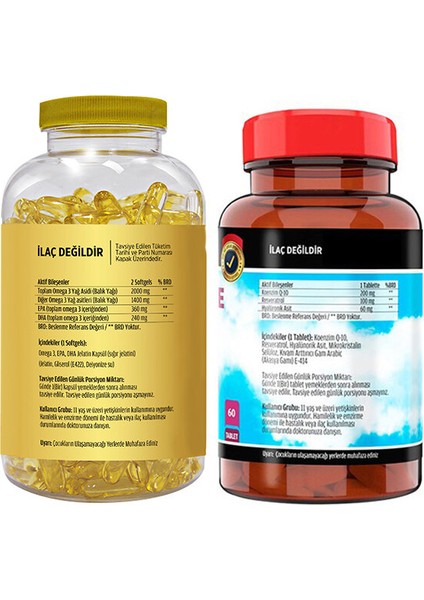 Omega 3 180 Softgel & Flx Coenzyme Q-10 200 Mg 60 Tablet fiyatları