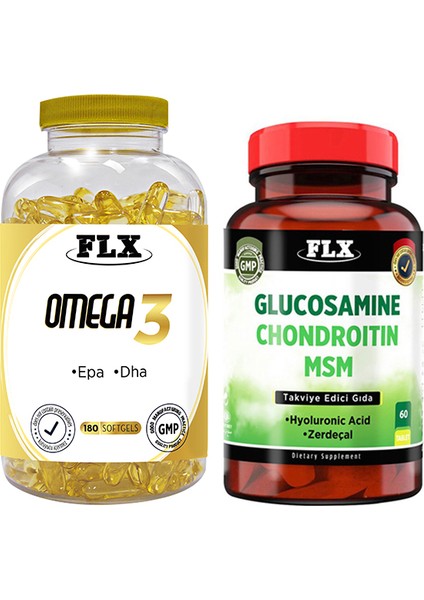 Omega 3 180 Softgel & Flx Glucosamine Zerdeçal 60 Tablet