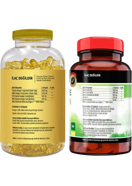 Omega 3 180 Softgel & Flx Glucosamine Zerdeçal 60 Tablet