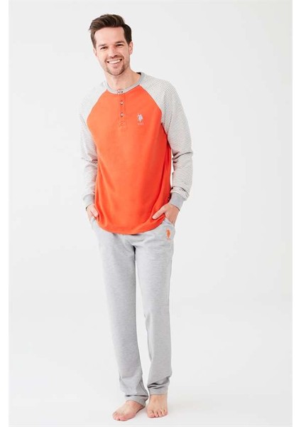 Erkek Turuncu Patlı Pijama Takım