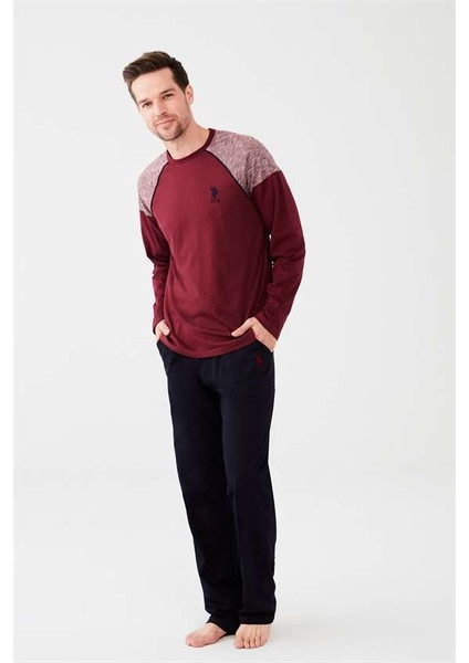 Erkek Mürdüm Yuvarlak Yaka Pijama Takım