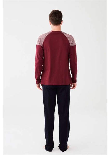 Erkek Mürdüm Yuvarlak Yaka Pijama Takım modelleri