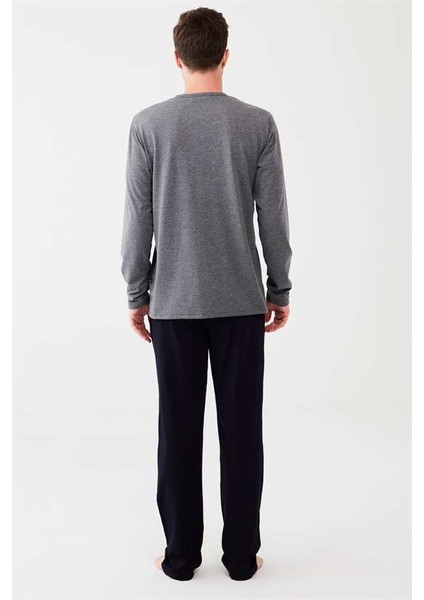 Erkek Antrasit Melanj Patlı Pijama Takım modelleri