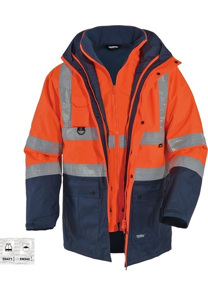 Oxford 5+1 Reflektörlü Içi Çıkmalı Kışlık Parka Mont Turuncu