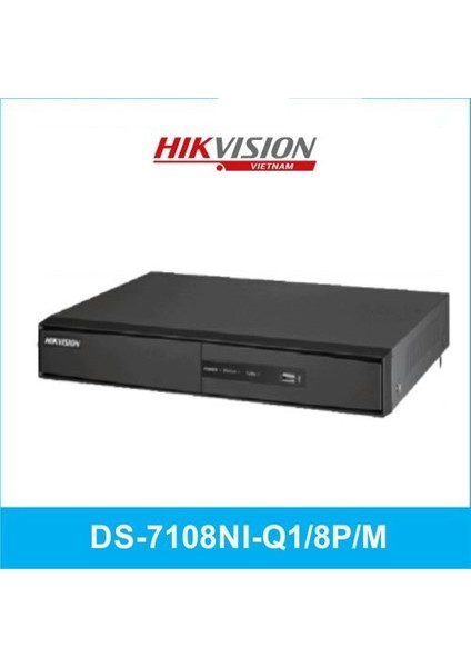 Hıkvısıon DS-7108NI-Q1/8P/M 4mpix, H265+, 8kanal Video, 8poe, 1 Hdd, UHD 1520P Kayıt, 60MBPS Bant Genişliği, Nvr