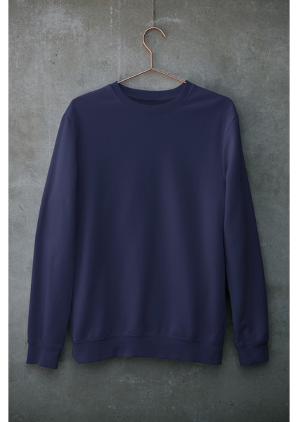 Lacivert Oversize Bisiklet Yaka Sweatshirt