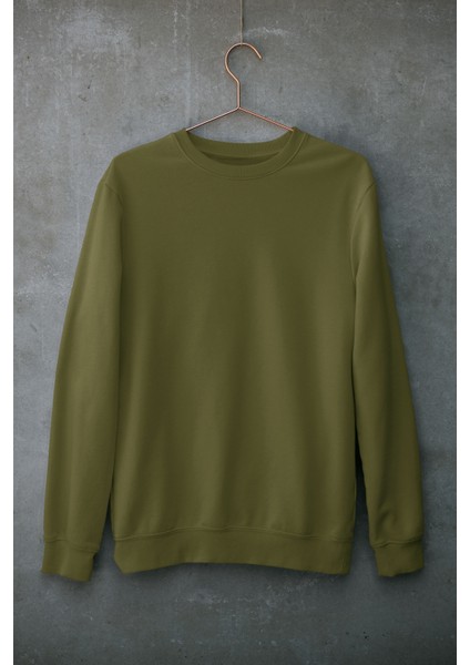 Haki Oversize Bisiklet Yaka Sweatshirt