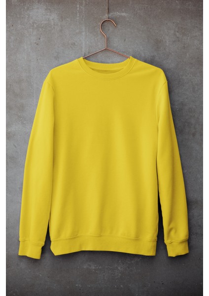 Sarı Oversize Bisiklet Yaka Sweatshirt
