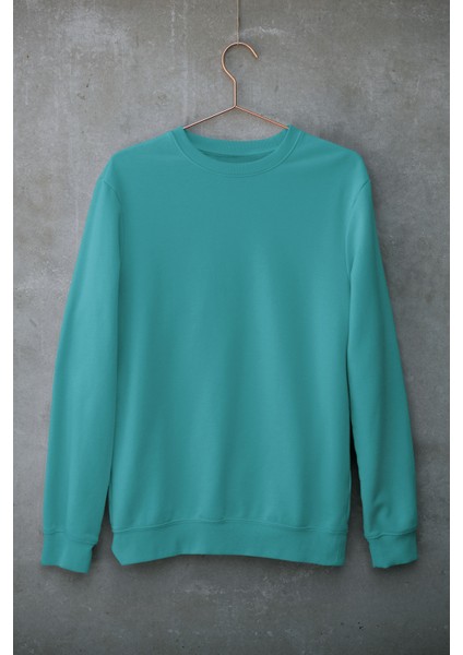 Turkuaz Oversize Bisiklet Yaka Sweatshirt