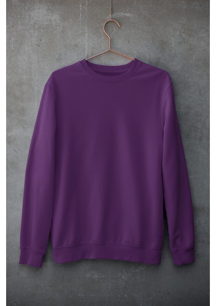 Mor Oversize Bisiklet Yaka Sweatshirt