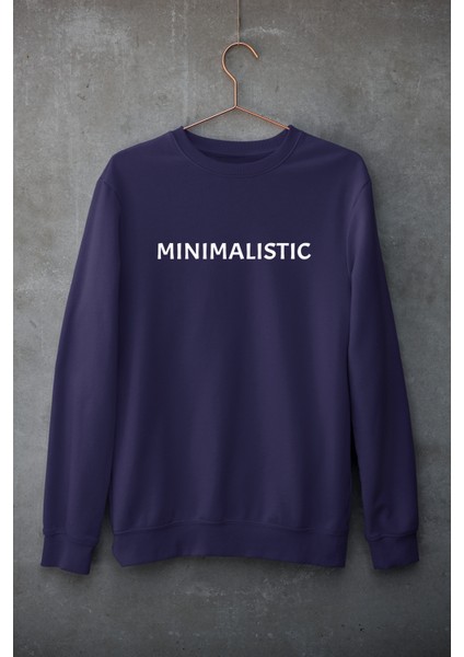 Lacivert Oversize Bisiklet Yaka Dijital Baskılı Sweatshirt