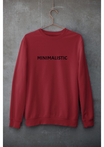 Bordo Oversize Bisiklet Yaka Dijital Baskılı Sweatshirt