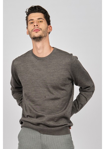 Erkek Bisiklet Yaka Yün Kazak 0249603 Gri