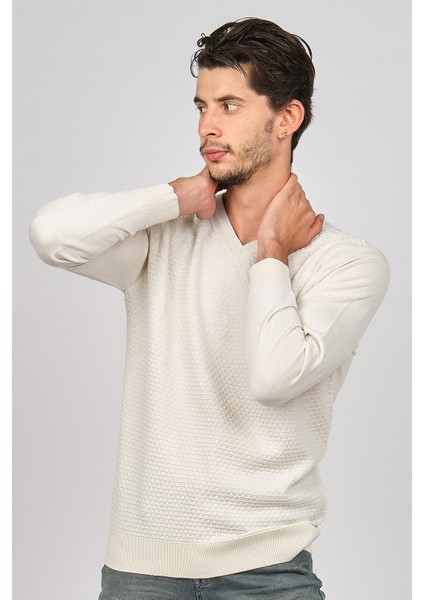 Erkek V Yaka Yün Kazak 0249617 Kemik modelleri