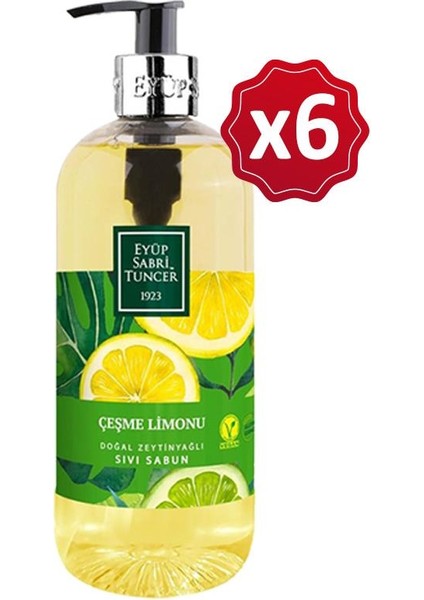 Doğal Zeytinyağlı Sıvı Sabun Çeşme Limonu 500 ml x 6