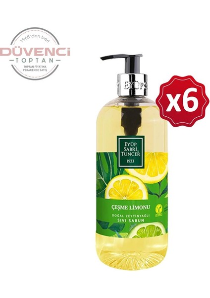 Doğal Zeytinyağlı Sıvı Sabun Çeşme Limonu 500 ml x 6 fiyatları