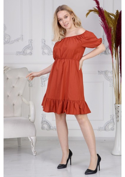 Kadın Beli Lastikli Tery Coton Elbise 4367/95