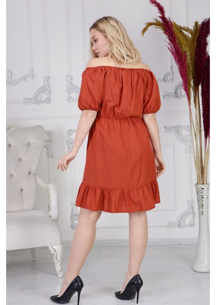 Kadın Beli Lastikli Tery Coton Elbise 4367/95