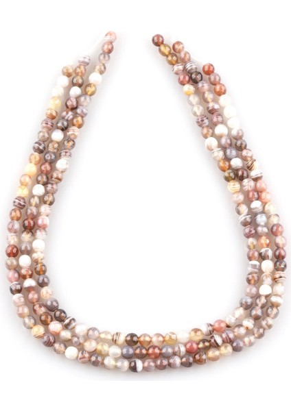 Botswana Akik Doğal Taş Dizi 6 mm Fasetli Küre Kesim