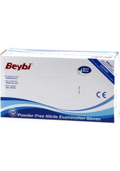 Pudrasız Mavi Nitril Eldiven-Orta (M) - 100'LÜ