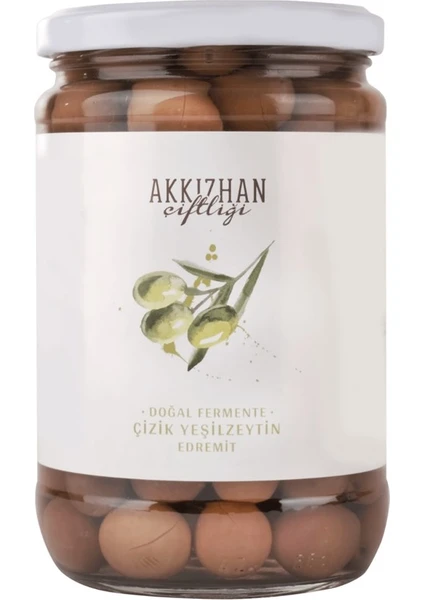 Akkızhan Çiftliği Edremit Yeşil Çizik Zeytin 500 gr