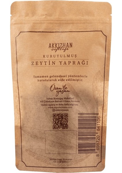 Akkızhan Çiftliği Kurutulmuş Zeytin Yaprağı 50 gr