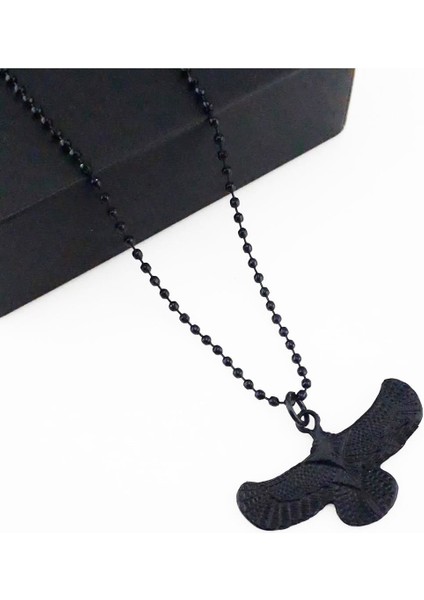 Mat Siyah Renk Top Zincir Erkek Kartal Kolye fiyatları