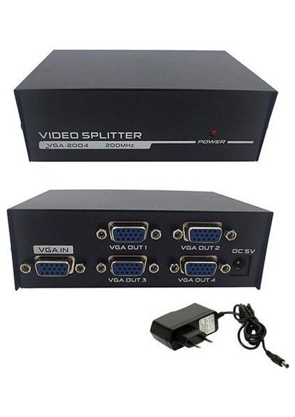 VGA Splitter 4 Port VGA Çoğaltıcı 200MHZ Kablo Adaptörü Dahil