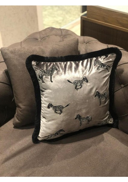 Zebra Desenli Dekoratif Yastık Kılıfı -Modern Gold Kadife Kırlent modelleri