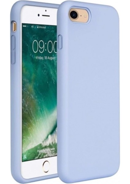 Apple Iphone 7 - 8 Içi Kadife Lansman Silikon Kılıf Mavi
