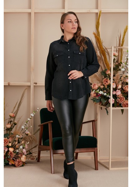 Büyük Beden Tensel Füm Gömlek modelleri