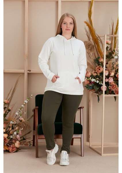 Kapşonlu Büyük Beden Siyah Sweatshirt