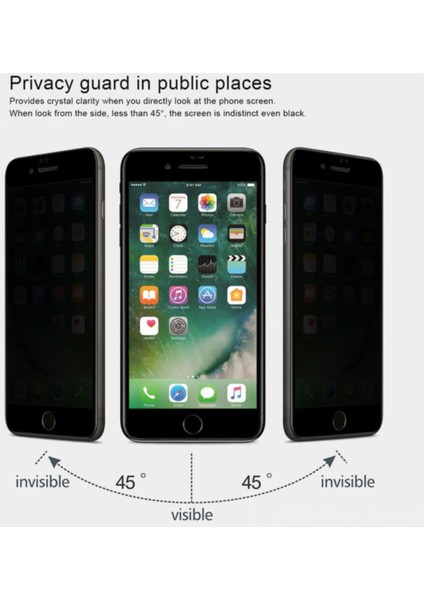 Iphone 7 Plus Privacy 9d Kavisli Gizlilik Filtreli Ekran Koruyucu Siyah