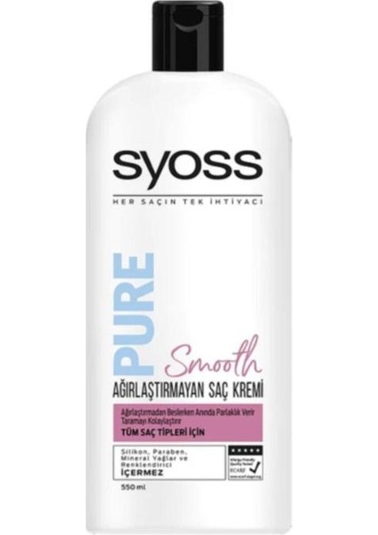 Pure Smooth Agırlaştırmayan Saç Kremi 550 ml