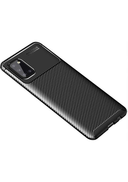 Case 4U A31 Uyumlu Kılıf Rugged Armor Karbon Desenli Lüx Negro Silikon Arka Kapak Siyah