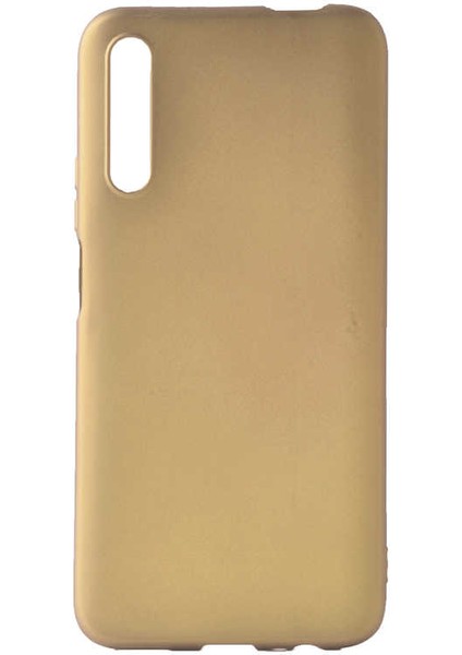Huawei P Smart Pro 2019 Kılıf Klasik Mat Renkli Yumuşak Premier Silikon Altın