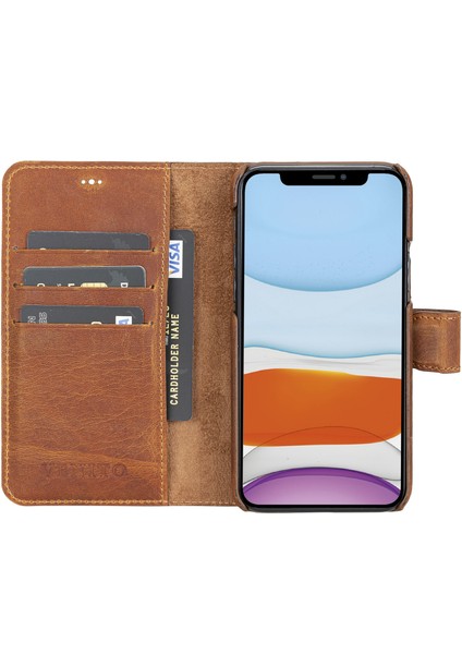 Apple iPhone 11 Pro Florence Antik Kahverengi Deri Cüzdan Telefon Kılıfı modelleri