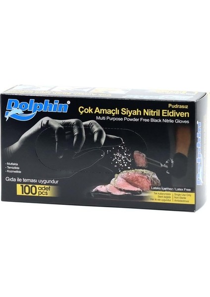 Pudrasız Siyah Nitril Eldiven S